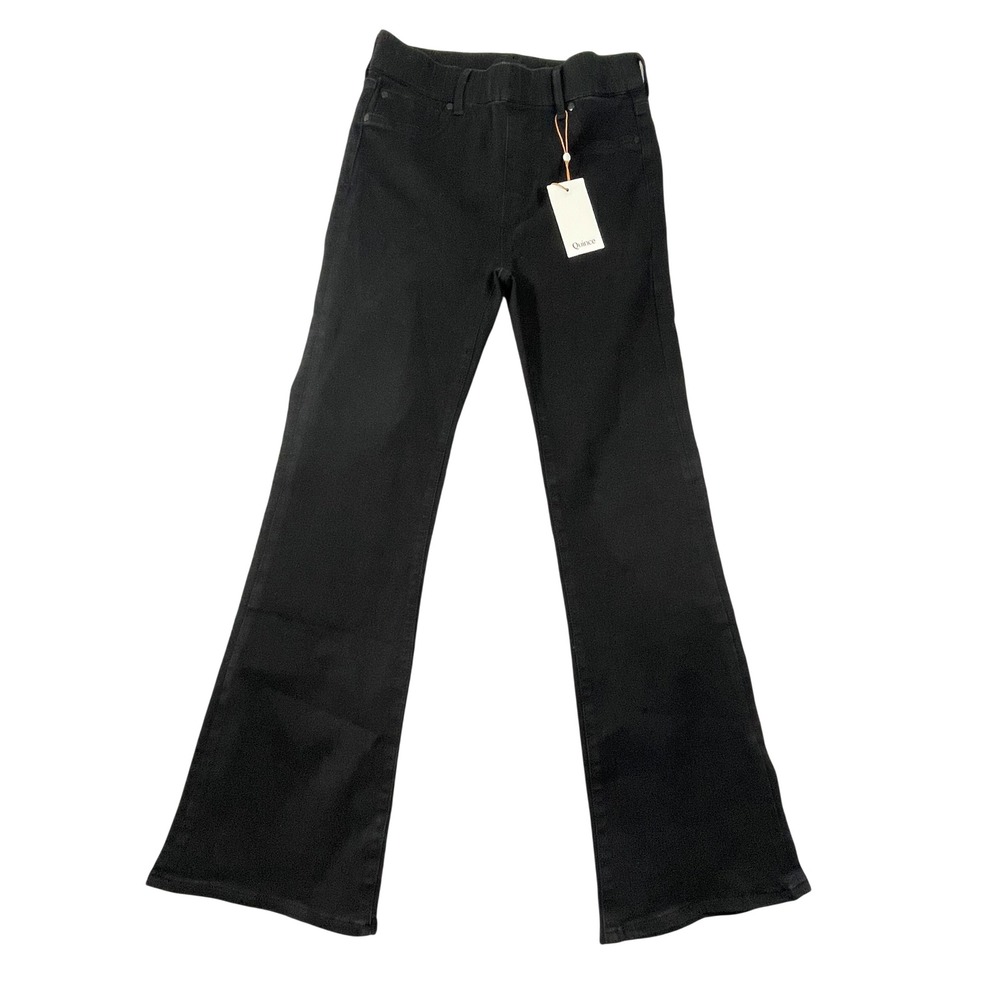 NWT Quince Nina Pull-On Stretch Flare Jeans Raven Black Size Small Denim